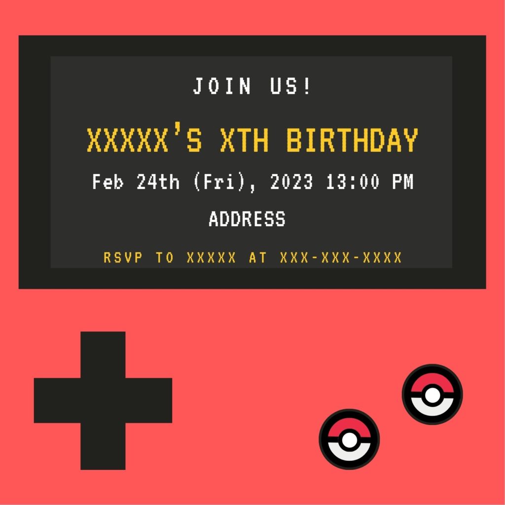 Pokemon Birthday Party Invitation