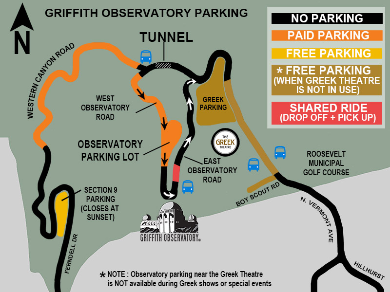 ハリウッド観光・グリフィス天文台・駐車場地図