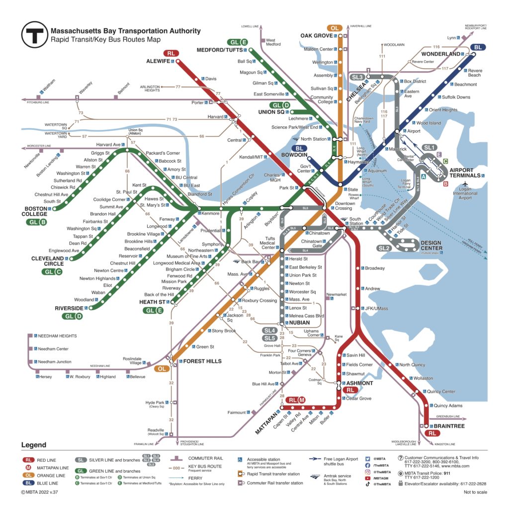 ボストン観光｜地下鉄の路線図